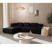 Lisa Design - Stella - canapé d'angle Gauche 4 Places en Simili, Noir