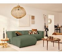 Lisa Design - Suaro - Canapé modulable d'angle Gauche 4 Places en Tissu texturé, Vert