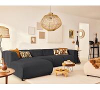 Lisa Design - Suaro - Canapé modulable d'angle Gauche 5 Places en Tissu texturé, Noir