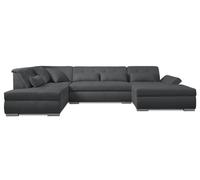 Vermont - Canapé d'angle panoramique en U - XXL - Gauche - Noir / Gris Noir / Gris G