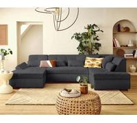Lisa Design - Vermont S - canapé panoramique d'angle Droit 7 Places en Velours côtelé, Gris foncé