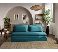 Lisa Design - Ysal - canapé 3 Places Convertible déplimousse en Velours texturé, Bleu