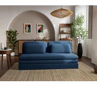 Lisa Design - Ysal - canapé 3 Places Convertible déplimousse en Velours texturé, Bleu Marine