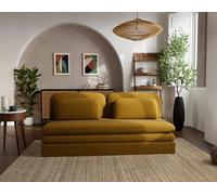 Lisa Design - Ysal - canapé 3 Places Convertible déplimousse en Velours texturé, Jaune