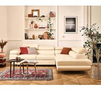 Lisa Design - Zaria - canapé d'angle Droit 5 Places Convertible avec Coffre et têtières en Simili, Beige