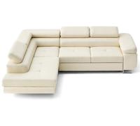 Lisa Design Zaria - canapé d'angle Gauche 5 Places Convertible avec Coffre et têtières en Simili