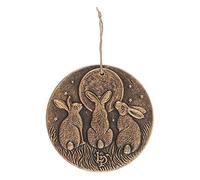 Something Different Superbe Plaque Murale en Bronze Trois lièvres regardant la Lune - 20 cm x 20 cm (1 pièce) - Conçu par Lisa Parker - Décoration enchanteresse en Terre Cuite Parfaite pour Une