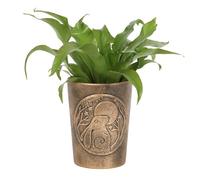 Lisa Parker Pot de fleurs en terre cuite en forme de lièvre observant la lune - Décoration de jardin mystique avec symbole païen, pot de fleurs Lisa Parker, pot de fleurs en terre cuite effet bronze,