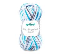 Lisa Premium Color 100% acrylique, Blanc/Bleu/Gris, couleur 03, 50 g, 133 m