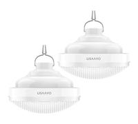 Lisaavo Lot de 2 lanternes de camping électriques 2400 mAh rondes sans fil USB - Lanternes extérieures LED rechargeables