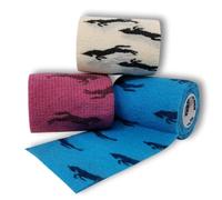 LisaCare Bandage cohésif Bandage auto-adhésif élastique - Set de 3-7.5 cm de large x 4.5m extensible avec motif chevaux blanc bleu rose