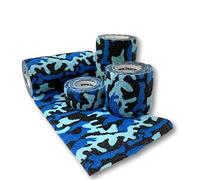 LisaCare Camo-Mix Bandage cohésif bleu Bandage sportif Bandage de fixation Elastique auto-adhésif - Lot de 4-2,5-10cm de large x 4,5m
