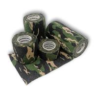 LisaCare Camo-Mix Bandage Cohésif Vert Sportif de Fixation Elastique Auto-Adhésif - Lot de 4 - 2,5-10cm de Large x 4,5m