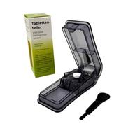 LisaCare Coupe-comprimés pour médicaments - Diviseur de comprimés 1/4 - Diviseur de pilules - Coupe-pilule portable avec brosse de nettoyage et rangement dans le fond (noir)