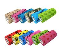 LisaCare Lot de 12 bandages auto-adhésifs - 10 cm x 4,5 m - Mélange de motifs colorés