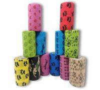 LisaCare Lot de 12 pansements auto-adhésifs - 10 cm x 4,5 m - Mélange de motifs colorés - Pansement cohésif - Élastique, extensible, sans colle (mélange de motifs unisexes)