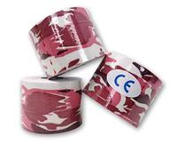 LisaCare Lot de 3 bandes de kinésiologie - Ruban de kinésiologie - Pour genoux et corps - Sans latex - Camouflage rouge - 5 cm x 5 m - Rouleau de 3 rouleaux rouges
