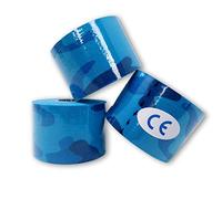 LisaCare Lot de 3 bandes de kinésiologie - Sans latex - Camouflage - Bleu - 5 cm x 5 m (3 rouleaux bleu)
