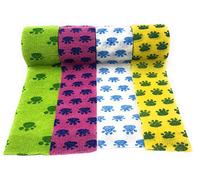 LisaCare Lot de 4 pansements cohésifs pour pattes - 5 cm x 4,5 m - Avec motif de pattes et au choix - Élastiques, extensibles, auto-adhésifs, sans collage (mélange de pattes)