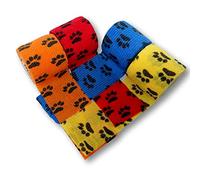 LisaCare Lot de 4 pansements pour pattes 5 cm x 4,5 m - Avec motif pattes - Mélange coloré - Bandage cohésif - Pansement de plaie - Élastique - Extensible - Auto-adhésif - Sans collage