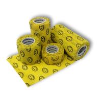 LisaCare - Pansements doigts auto-adhésifs - Pansements pour chiens & humains - Bandage main enfant - Set de 4 pièces 2,5-10cm de large (Smiley jaune)