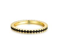 Lisandra Scott Bague Éternité en Argent 925 avec Cristaux de Zircone Noire pour Femmes et Dames, 2 mm de Largeur, Fin avec Pierres Noires, 52, Métal précieux, Onyx