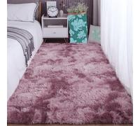 LISANSAN Grand Tapis de Salon 220 x 220 cm Poil Long Moquette Chambre Descente Lavable Antidérapant pour Salon, Chambre à Coucher, Couloir, Rose Pourpre