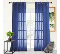 LISANSAN Rideaux Voilages Oeillet 200 x 260 cm Transparent Lumineux Filtrer Décoration de Maison Chambre Cuisine Lumière Filtrer Souple pour Fenetre Chambre Adulte, Bleu Foncé