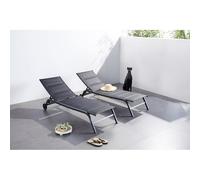 Lisboa - Lot De 2 Transats Aluminium Noir Noir