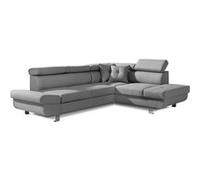 Lisbona - Canapé d'angle droit convertible - l 252 x p 190cm - Gris clair
