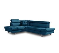 Lisbona - Canapé d'angle convertible - 5 places - Gauche - Bleu canard