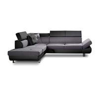 Lisbona - Canapé d'angle convertible - 5 places - Gauche - Noir / Gris