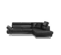 Lisbona - Canapé d'angle convertible - en PU - avec têtières réglables - Droit - Noir