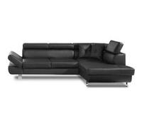 Lisbona - Canapé d'angle convertible - en PU - avec têtières réglables - Droit - Noir Noir, Noir G