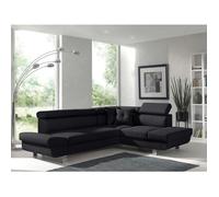 Lisbona - Canapé d'angle droit convertible - 5 places - avec têtières - Noir