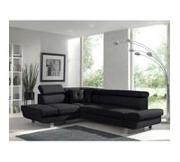Lisbona - Canapé d'angle gauche convertible - 5 places - avec têtières - Noir