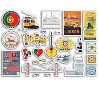 Lisbonne 79033 Lot d'autocollants en vinyle pour bagage ou ordinateur portable Format A5