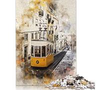 Lisbonne à l'aquarelle - Puzzle de 1000 pièces pour Adultes - Jeu de Construction Stimulant - Grand Format - Jouet éducatif et Amusant pour Toute la Famille - Décoration Unique - 38 x 26 cm