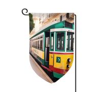Lisbonne Drapeau de bienvenue avec motif de tram - Décoration extérieure - Pour jardin et terrasse - 30,5 x 45,7 cm - Plusieurs formes