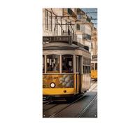 Lisbonne Housse de porte de tramway Printemps été à suspendre Drapeau Panneau de porche Extérieur Vacances Cour Décor pour porte d'entrée et porche