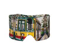 Lisbonne Masque cache-oreilles et yeux Motif Tram - Bandeau de yoga réglable pour le voyage, garde au chaud et confortable