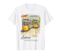Lisbonne Portugal Tram Vintage City Art T-Shirt