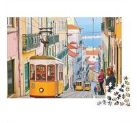 Lisbonne Tramway Vue de Rue Puzzle 1000 Pièces Papier Puzzle pour Adultes Détente Décoration Maison Jeu en Famille Concentration 38x26cm/1000pcs