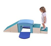 Lischwert JM321 - Lot de 6 blocs d'escalade en mousse pour enfants - Taille XXL - Jouet Montessori pour bébé - Grands blocs multicolores - Pour enfants d'âge préscolaire (JM321-bleu)