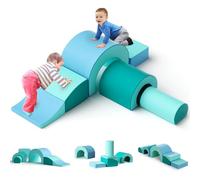 Lischwert Jouets d'escalade,Mousse Blocs de Construction Jouets éducatifs, Parcours motricité bébé 5 Briques géantes en Mousse Jeu de Construction de châteaupour Tout-Petits Bébé 1 Ans+