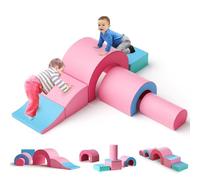 Lischwert Jouets d'escalade,Mousse Blocs de Construction Jouets éducatifs, Parcours motricité bébé 5 Briques géantes en Mousse Jeu de Construction de châteaupour Tout-Petits Bébé 1 Ans+