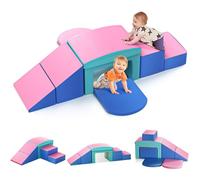 Lischwert Jouets d'escalade,Mousse Blocs de Construction Jouets éducatifs, Parcours motricité bébé 6 Briques géantes en Mousse Jeu de Construction de châteaupour Tout-Petits Bébé 1 Ans+