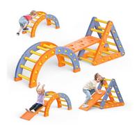 Lischwert Montessori Kit d'escalade pour l'intérieur, triangle d'escalade avec cadre d'escalade triangulaire, demi-cercle, toboggan en plastique, salle de gymnastique d'escalade pour bébé (PJ003