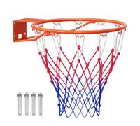 Lischwert Panier de basket avec support mural et filet de basket amovible - Taille standard de 45 cm de diamètre - Convient pour un montage en intérieur et en extérieur
