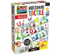 Lisciani - Abécédaire tactile Méthode Montessori - Jeu éducatif pour 3-6 ans, lettres cartonnées